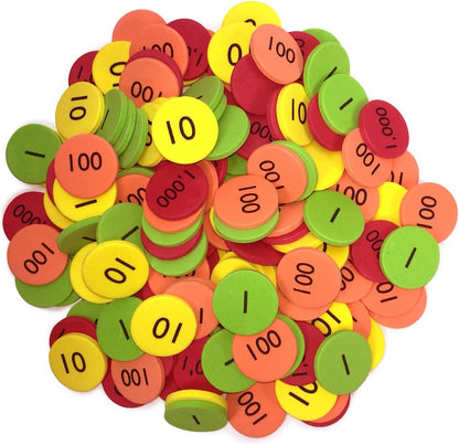 EAI Education QuietShape® Foam Place Value Disks Ones to Thousands: Set of 160