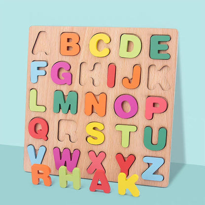 Wooden Puzzles for Toddlers, 3pack Alphabet Shape Puzzles for Kids 3 Wooden Montessori Toddler Alphabet Number Shape for Kids 3 Years Old Boys & Girls