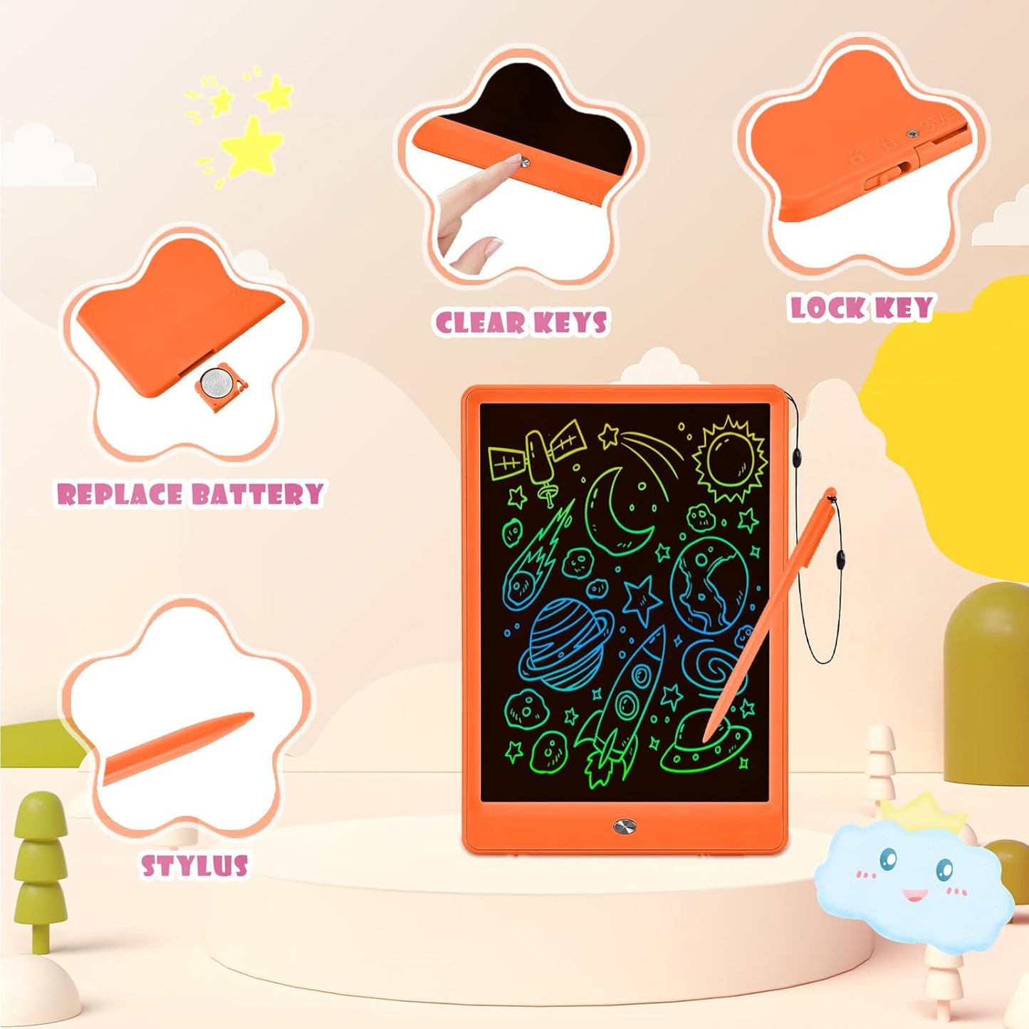 EooCoo Toddler Boy Toys, Kids Gifts, 10 Inch LCD Writing Tablet, Drawing Pad, No Mess Coloring Books for Kids, Travel Games, Gifts for Boys 4-6, Educational Toys for 3 4 5 6 7 Years Old Boys and Girls