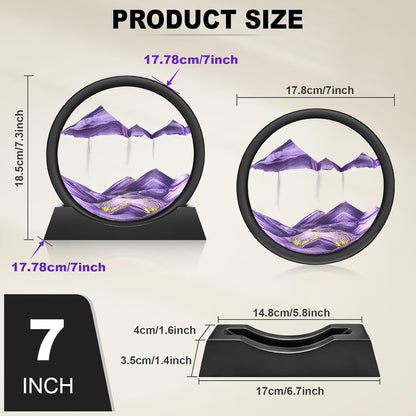 Wai Danie Moving Sand Art Picture 3D Hourglass Deep Sea Sandscape Liquid Motion Display Painting Flowing Sand Frame Relaxing Desktop Home Office Work Decor (Black, 12 Inches)
