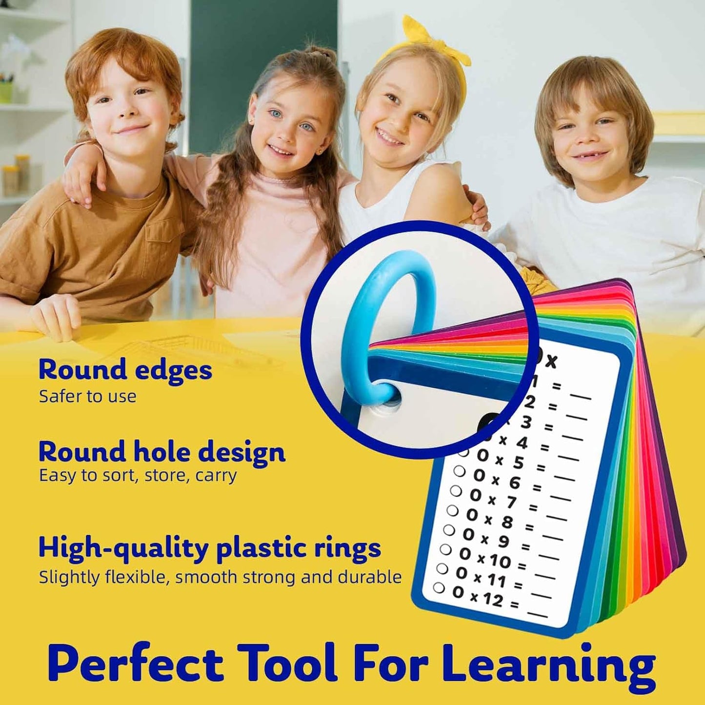 28 Multiplication Flash Cards 0-12, Large Math Flash Cards with 4 Dry Erase Pens 2 Rings 2 Multiplication Charts Educational Times Table Flashcards for Classroom Home Fun Math Games Chart