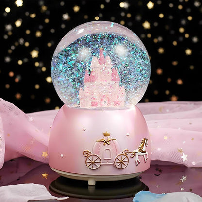 Snow Globes,Blue Castle Music Snowglobes with LED Lights,Automatic Snow Fall Effect,Home Decor for Kids Room Essentials Birthday Christmas Festival Gift for 5-16 Year Old Girls (Blue)
