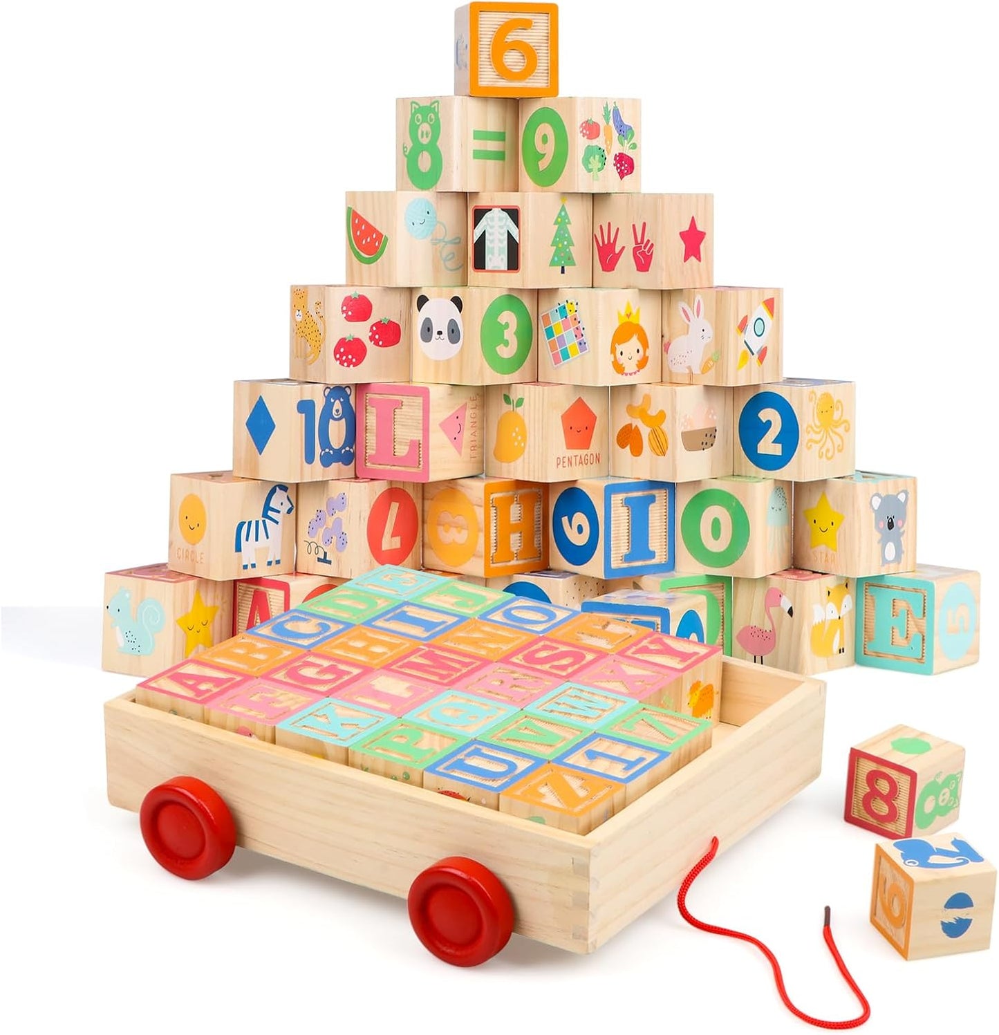 Joqutoys ABC Wooden Building Blocks for Toddlers 1-3 Large, 26 PCS Alphabet & Number Stacking Blocks, Educational Learning Toys for Boys Girls Kids Gifts 1.65''