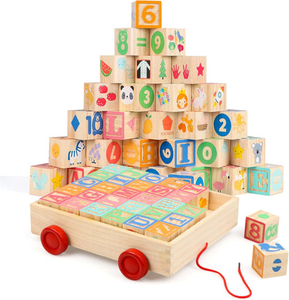 Joqutoys ABC Wooden Building Blocks for Toddlers 1-3 Large, 26 PCS Alphabet & Number Stacking Blocks, Educational Learning Toys for Boys Girls Kids Gifts 1.65''