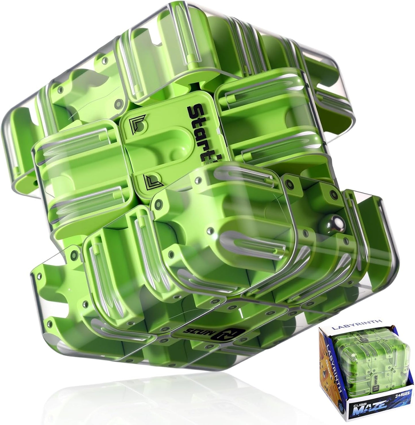 1 Sets Large Labyrinth 3D Maze Cube Puzzle Maze Game Gravity 3D Puzzle Cube Brain Teaser Ball Games for Kids Education Sensory Toys Gift for Adults (Upgrade Version,Yellow)