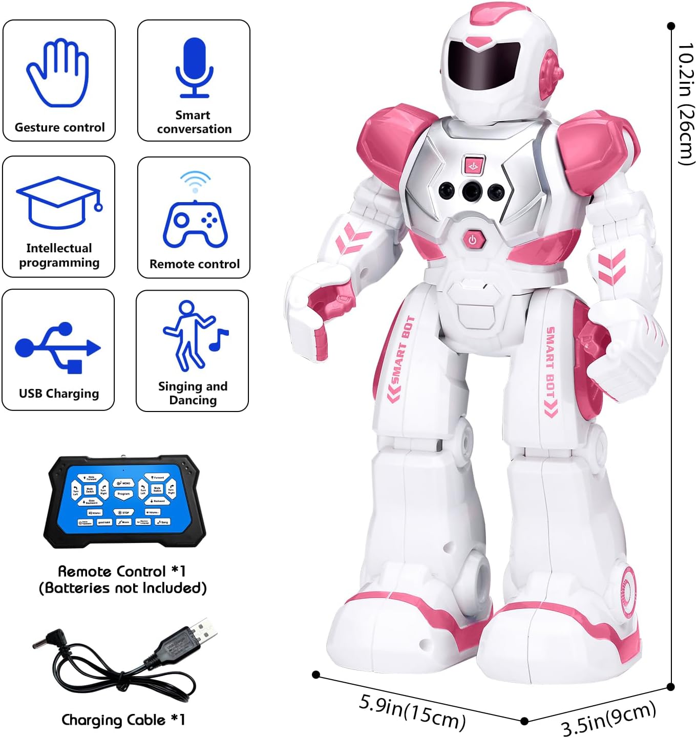 KingsDragon Robots Toy for Kids, RC Gesture Sensing Toy, Interactive Walking Singing Dancing Robot Birthday Presents for Boys Girls Age 6 7 8 9 Years Old