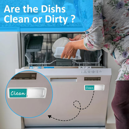 Dishwasher Magnet Clean Dirty Sign, Slide Strong Clean and Dirty Refrigerator Magnet Indicator for Dishwasher, Non-Scratch, Easy to Read, Self-Adhesive for Non-Magnetic Dishwasher（LightGray Brown）