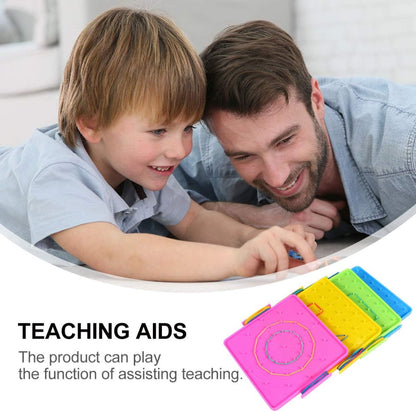 Kisangel 4pcs Nail Board Educational Pegboard, Double-Sided Geoboard Learning Tools for Elementary Math Classroom Use, 6.88X6.29 Inches