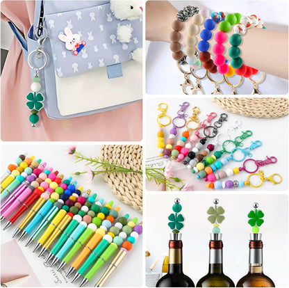 65Pcs 19mm Silicone Beads for Keychain Making Bracelet Necklace, Bulk Round Silicone Beads for Pens（Christmas Green） - Colors B