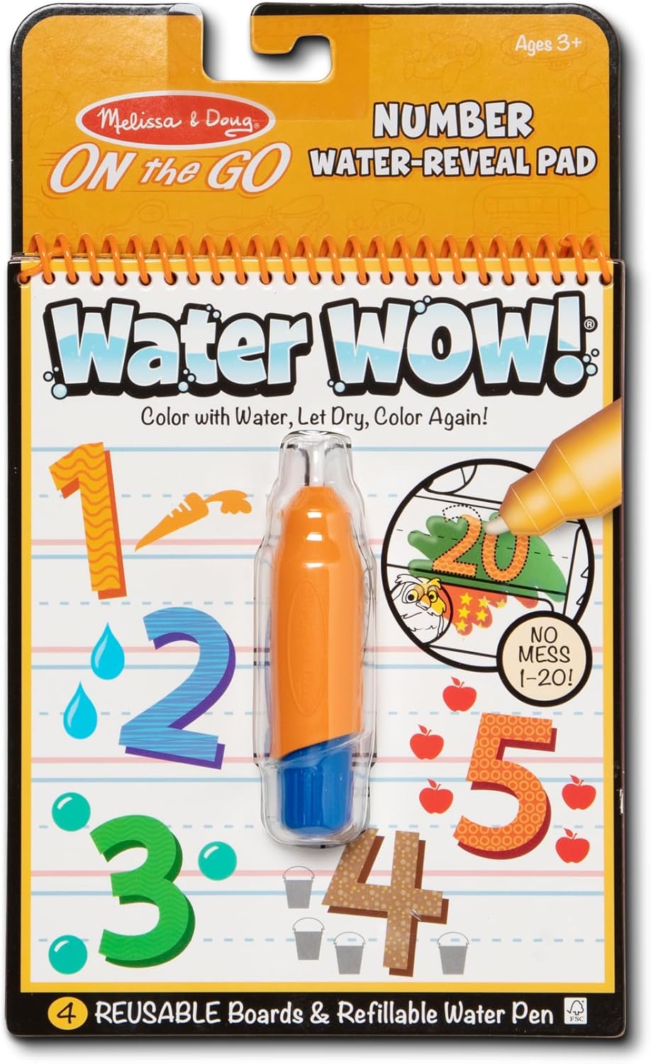 Melissa & Doug On The Go Water Wow! Mess Free Coloring Book, Reusable Water-Reveal Activity Pad, Alphabet, Travel Toys, Party Favors, for Toddlers & Kids Ages 3+ - FSC Certified