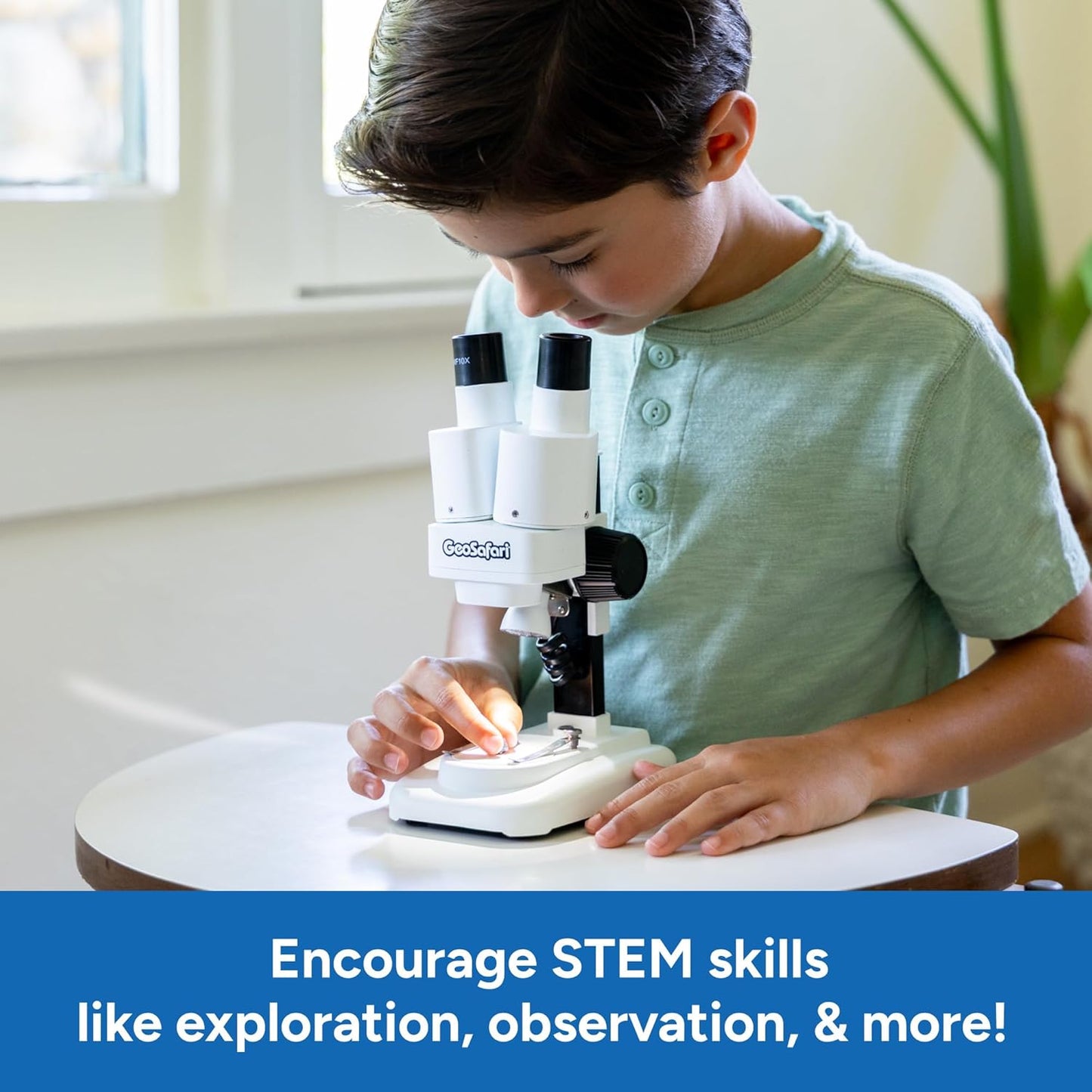 Educational Insights GeoSafari Stereoscope - Beginner Stereo Microscope for Kids 8-12, Electronic Stereoscope Viewer with Specimens, Kids Microscope Kit for Scientific Discovery, Student Microscopes