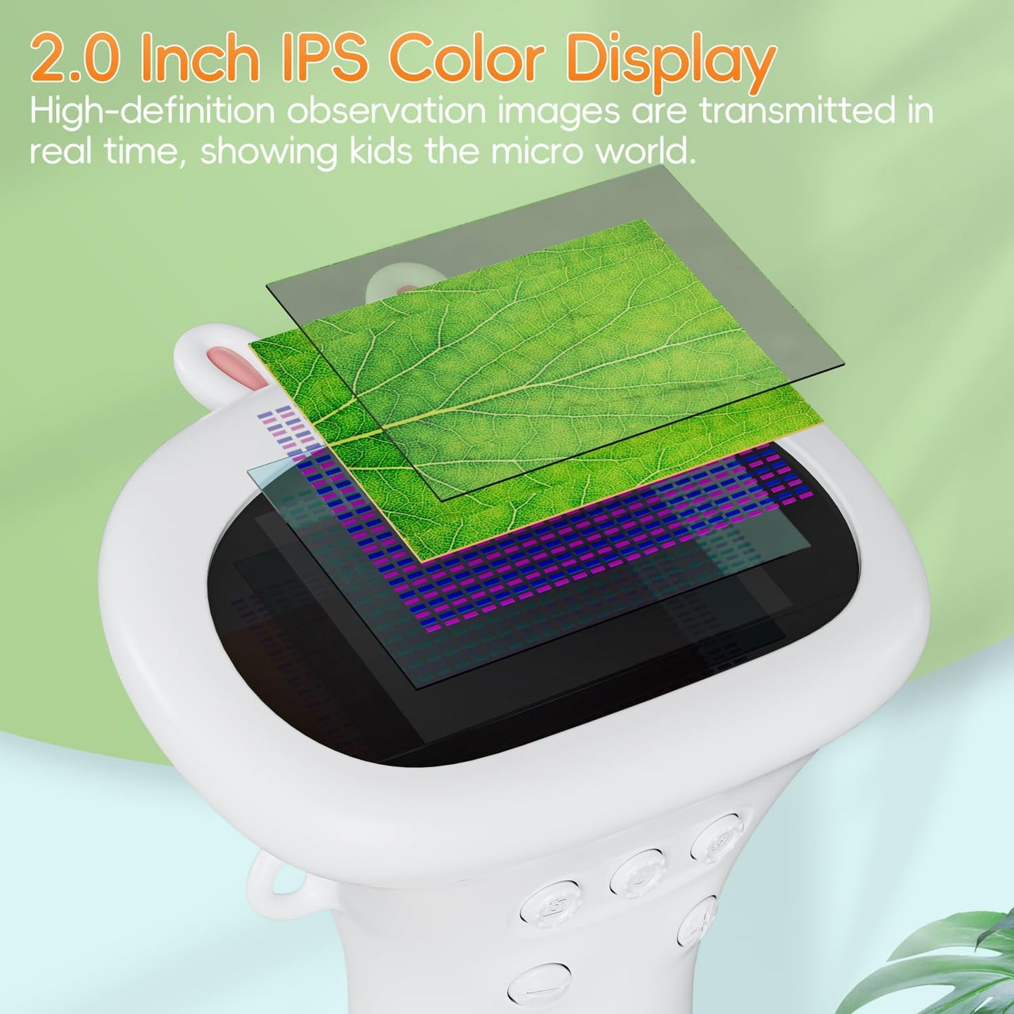 Microscope for Kids, SKYBASIC 2" IPS Screen 1000X Handheld Digital Microscopes HD Pocket Portable Mini USB Microscope Camera, PC Compatible, Science Edu Fun Birthday Gifts Toys for Children Students