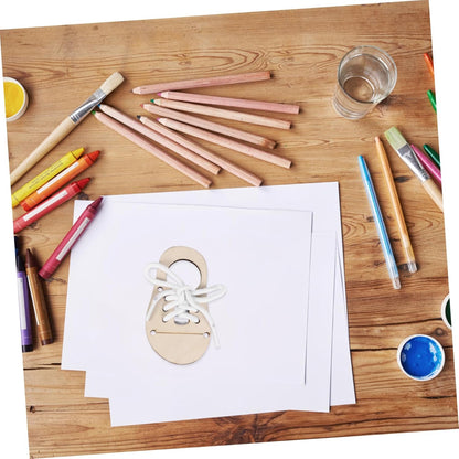 Holibanna 5sets Unfinished Wood Chips Boys and Girls Graffiti Ornament DIY Wood Chip Decoration for Practice Shoe Lacing