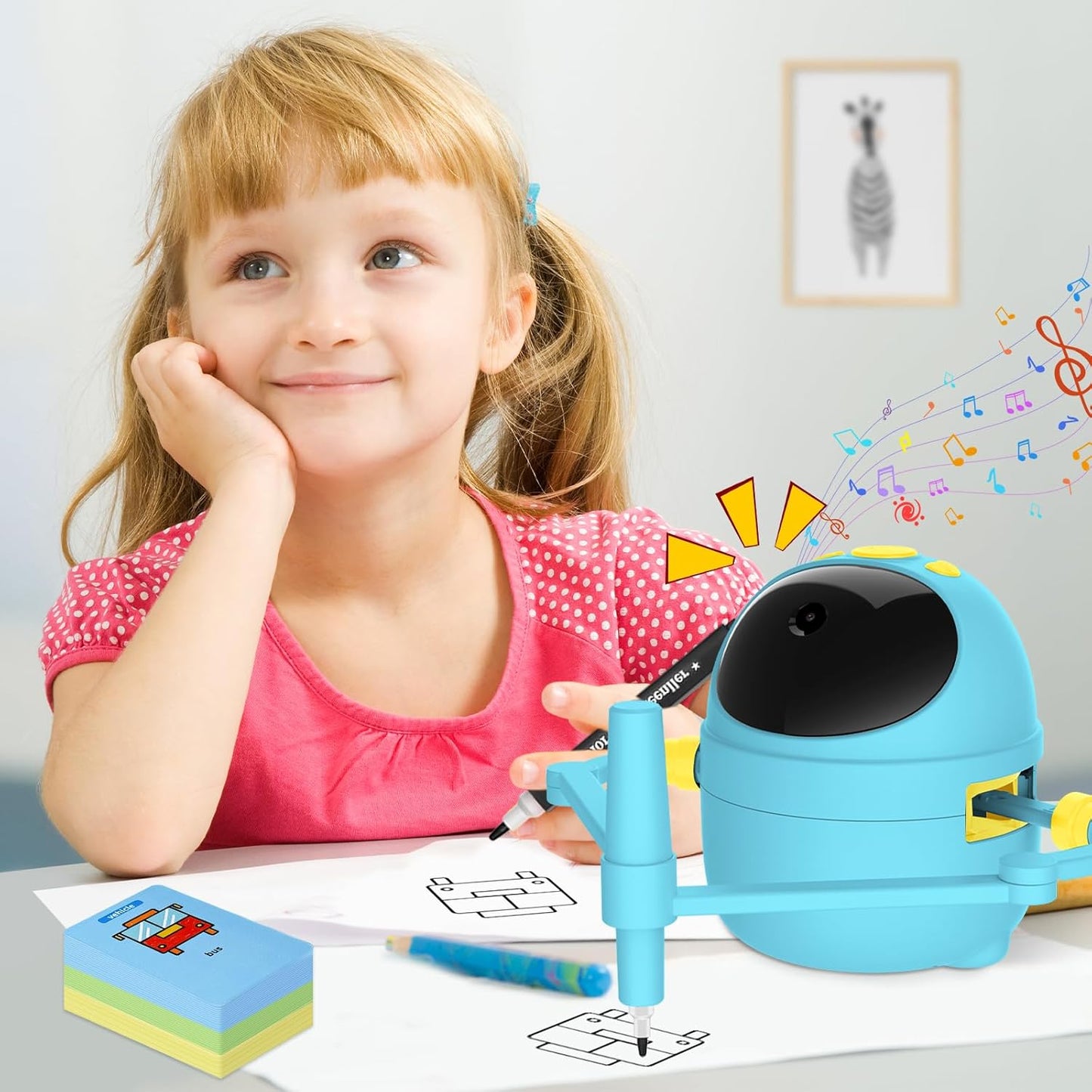 Drawing Robot for Kids with 150 Learning Cards and 17 Colorful Pens, Voice Interactive Educational Smart Art Painting Machine, Step-by-Step Drawing Guidance for Boys Girls Early Learning & STEM Toys