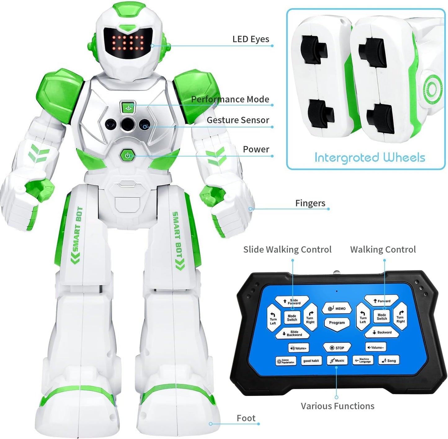 KingsDragon Robots Toy for Kids, RC Gesture Sensing Toy, Interactive Walking Singing Dancing Robot Birthday Presents for Boys Girls Age 6 7 8 9 Years Old