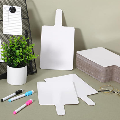 Seajan 100 Pcs Auction Bidding Paddles Bulk Answer Numbers Voting Blank Fans Dry Erase Boards Doubled Sided Handheld for Back to School Supplies(White,Round)