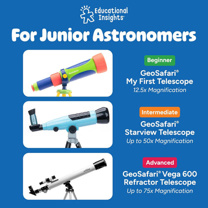 Educational Insights GeoSafari Starview Telescope - Kids Telescope for Beginners, Beginner Astronomy Telescopes, Stargazing & Viewing Planets, Home or Classroom Set, Space & STEM Gifts for Ages 7+