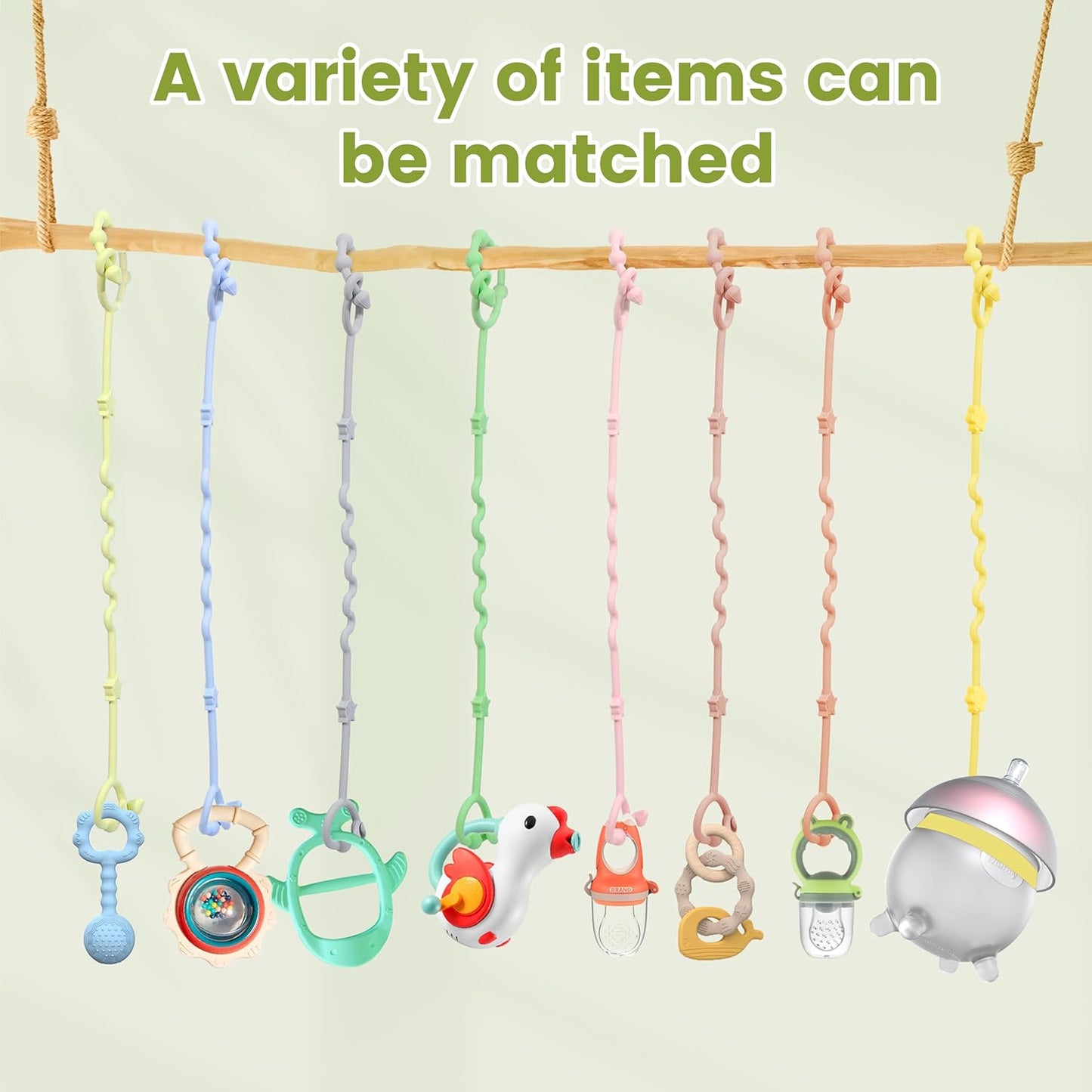 Toy Straps for Baby,RTMOK Silicone Setpacifier Clip,Applies to Car Seat Toy,Teether Toy,High Chair,Stroller Accessories,Baby Toy Clips,Cribs,Rocking Chair
