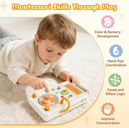 Montessori Busy Board Toys for Toddlers 1-3 Years Old, LED Light Sensory Toy, Toddler Educational Travel Toy with Switches, Fine Motor Skill Development Toy, 1 Year Old Boy & Girl Gifts