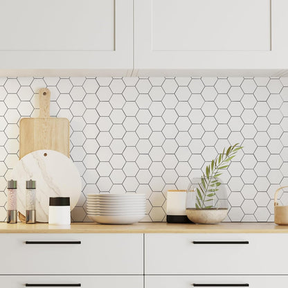 Yipscazo 10 Sheet Hexagon Peel and Stick Backsplash,Self Adhesive Luxury Faux Marble Tile, Asenka Beige Wall Tile for Kitchen, Stick on Backsplash Tiles for Bathroom,RV,Laundry