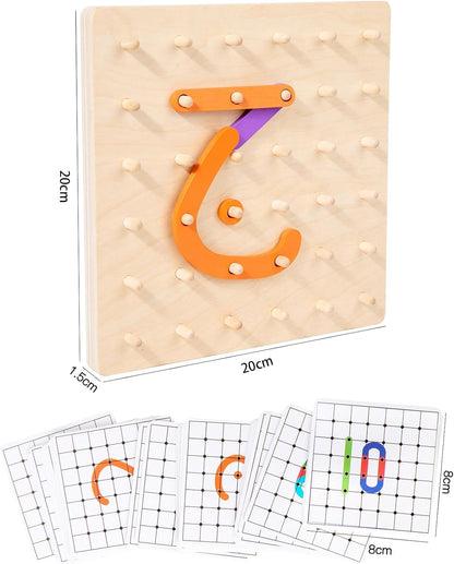 Wooden Arabic Letters Construction Pegboard, Educational Toy for Alphabet and Number Early Learning, Fine Motor Skill Exercise