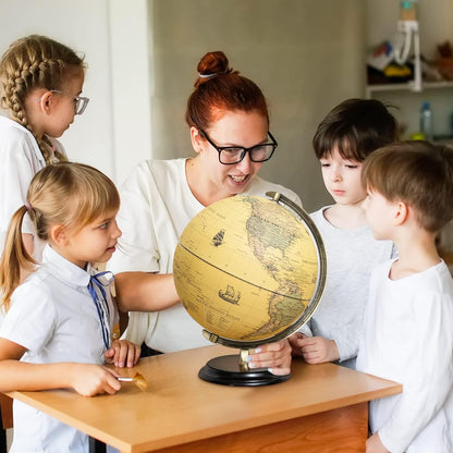 BSHAPPLUS 13 inch Large Globe for Classroom & Home Learning, Political Globe with 195+ Countries, Dry Erase & Waterproof Surface, Solid Stainless Steel Base (No Assembly Required)