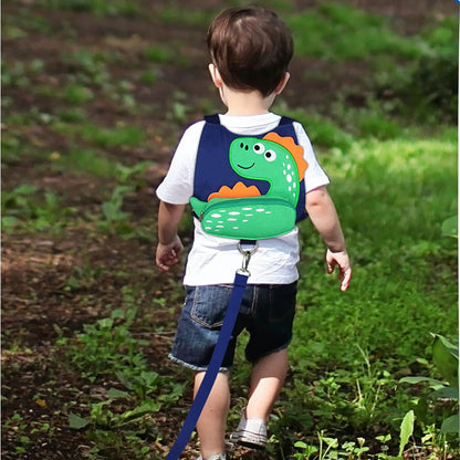 3 in 1 Toddler Harness Leash + Baby Anti Lost Wrist Link, Accmor Cute Dinosaur Child Safety Harness Tether, Kids Walking Wristband Assistant Strap Belt for Parent Boys Outdoor Activity (Black)