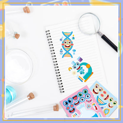 24-Sheet Make Your Own Science Sticker Kit | Microscope, DNA & Scientist Designs - Reusable Educational Decor for Classrooms & Kids Rooms