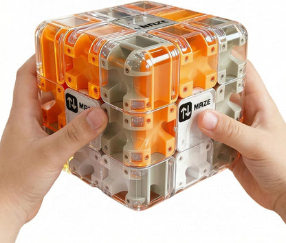 3D Rolling Ball Maze Cube & Marble Maze Puzzle - Large Labyrinth Brain Teaser Toy for Kids Ages 4-8, 8-12 & Adults. Challenging 3D Puzzle Game. Best Travel Birthday Gift (Blue)