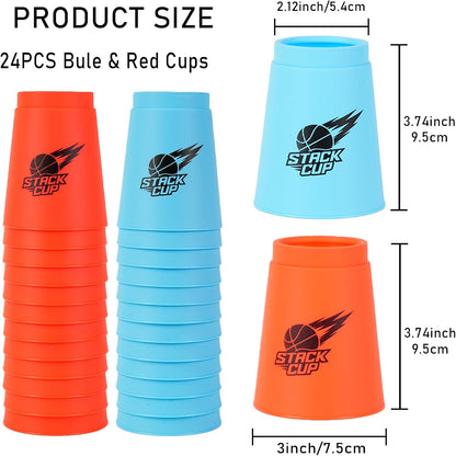 SEISSO Quick Stacking Cups, Stacking Cup Set Classic Stack Training Game Toys,12PCS Purple Stacking Cup Set for Boys Girls Kids