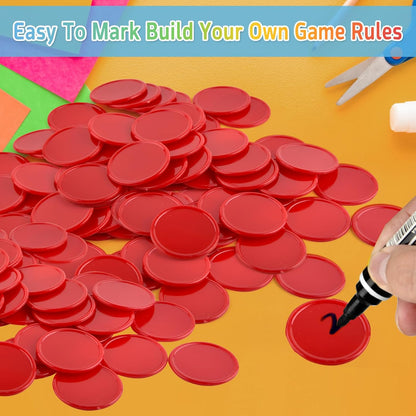 Coopay 1000 Pieces 1 Inch Bingo Chips Bulk, 10 Colors Bingo Markers for Math Practice, Plastic Learning Counters Disks Counting Discs, Poker Chips Game Tokens Kids Reward
