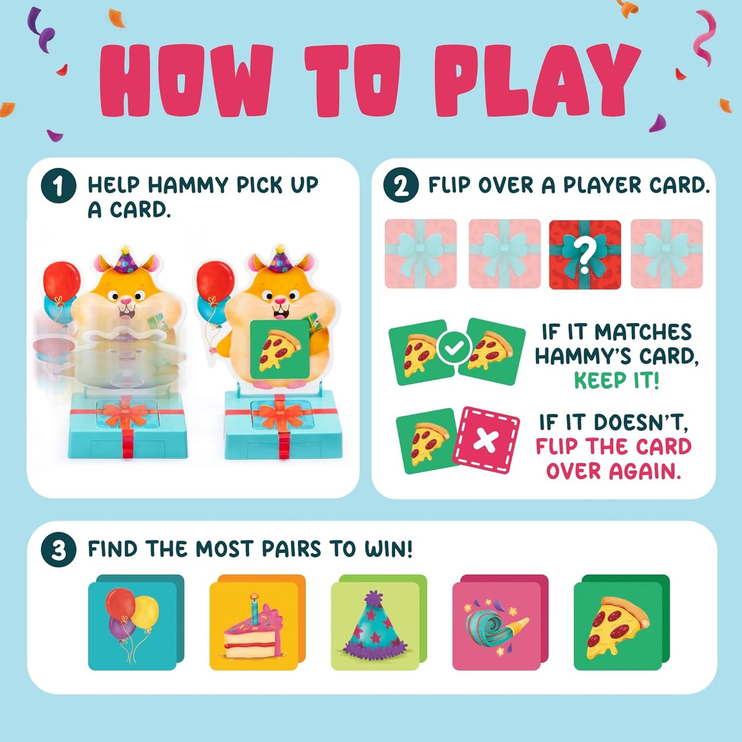 Educational Insights Hammy's Hamster Party - Animal Memory Matching Game for Kids, Skill-Building Toddler Games Ages 3-5, Memory Game with Matching Cards, Learning Preschool Games for Toddlers