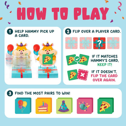 Educational Insights Hammy's Hamster Party - Animal Memory Matching Game for Kids, Skill-Building Toddler Games Ages 3-5, Memory Game with Matching Cards, Learning Preschool Games for Toddlers