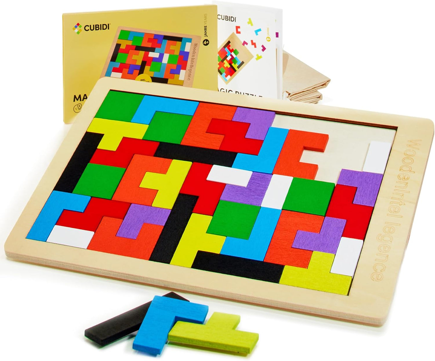 CUBIDI® Original Tangram Puzzle | Building Toys Which Promote Logical Thinking and Spatial Imagination | Montessori Toys for Kids Made Wood | Wooden Toy for Boys and Girls from 4 Years