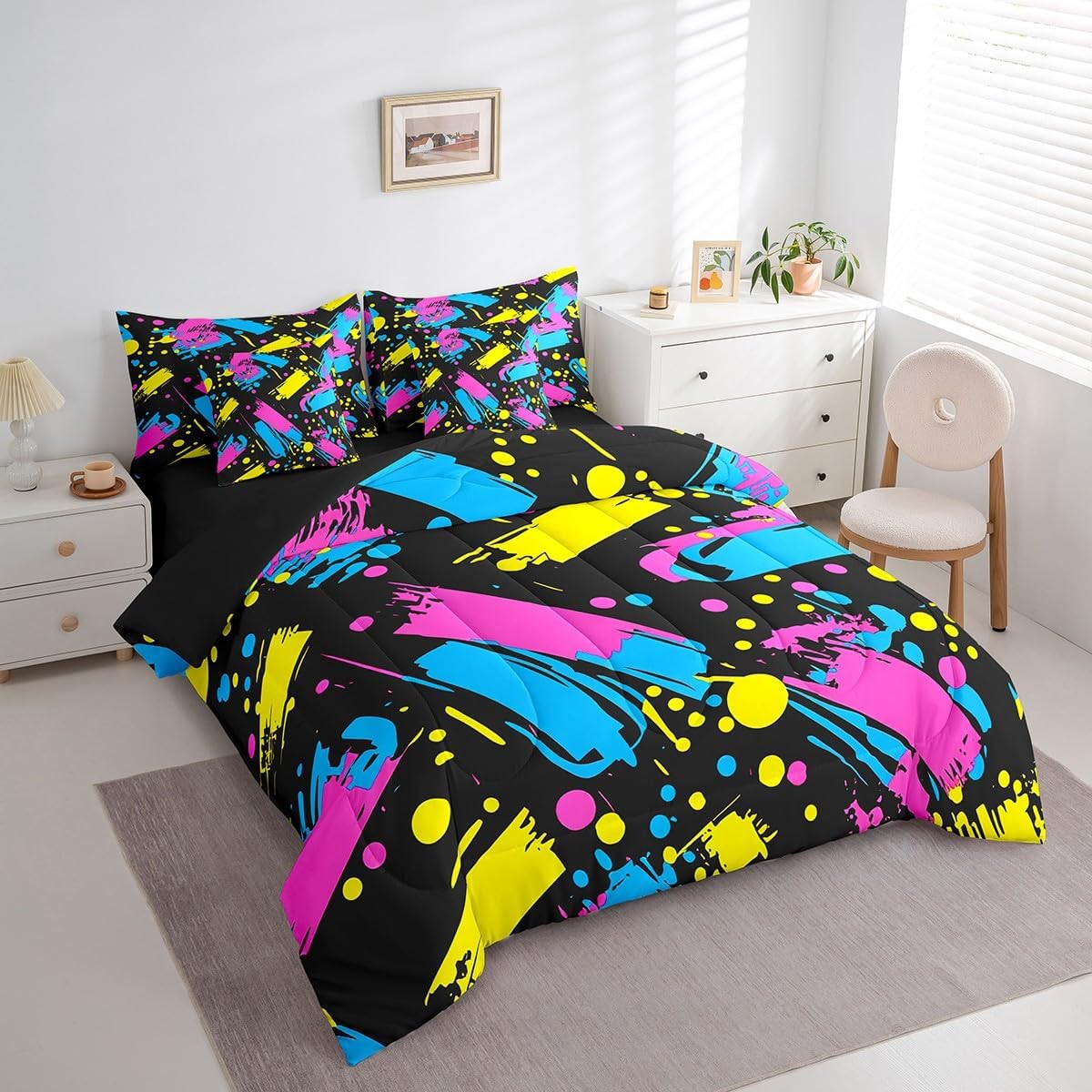 Erosebridal Chemical Equation Bed in a Bag Queen Comforter Set 7 Piece,Chemistry Bedding Sets Science Students Learning Gift Sheet Set with Comforter,Molecular Formula Education Bed Set - Colors B