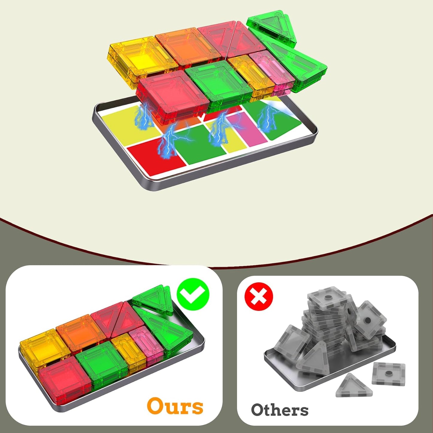 SKTMYY Mini Magnetic Tiles,Travel Magnetic Tiles with Iron Box,Car Airplane Travel Essentials for Kids Ages 3+,Creative STEM Magnet Toys Birthday Gift for Boys & Girls
