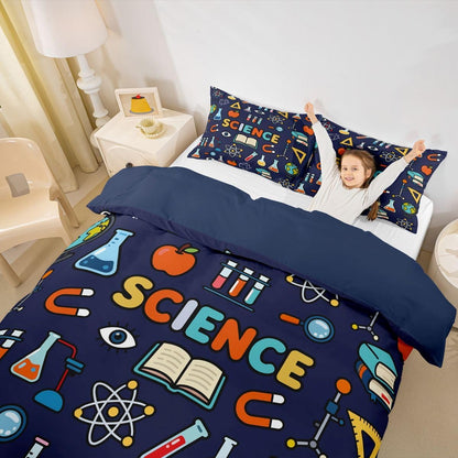 Erosebridal Chemistry Lab Bedding Set Twin Size Chemical Equation Duvet Cover for Boys Girls Chemical Elements Science Theme Comforter Cover Teens Kids Science Students Bedding School Dorm Room Decor