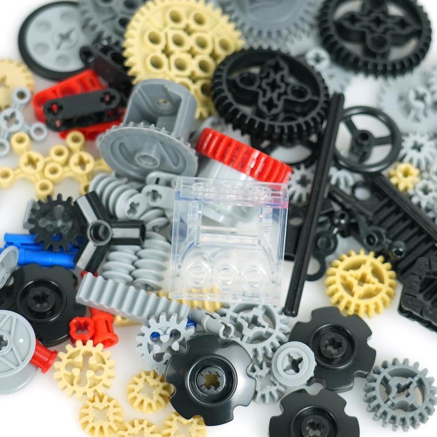 MALEKO Technical Gears-Axles-Pins-Wheel Set, 800+ Piece Technical Parts Compatible with Major Brands, Building Block Accessories Kit-Motor, Wheels, Chain Link Connector, Tires