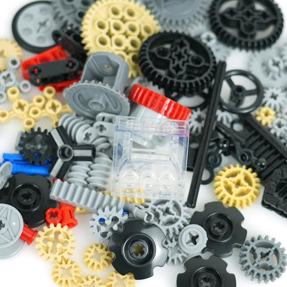 MALEKO Technical Gears-Axles-Pins-Wheel Set, 800+ Piece Technical Parts Compatible with Major Brands, Building Block Accessories Kit-Motor, Wheels, Chain Link Connector, Tires