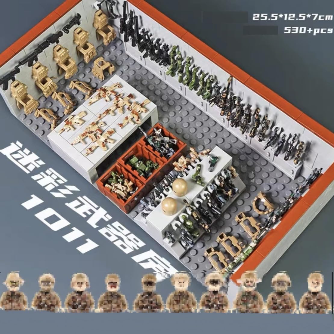 ELEFOCUS WW2 Military Base Building Blocks Set – 520 PCS Army Weapons Pack with SWAT Gear, Miniguns, Custom Guns, and 10 Soldier Figures – Kids Army Playset Compatible with Major Brands