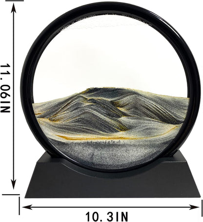 SANDCLE Moving Sand Art Liquid Motion - Moving Sand Art Picture Decor 3D Deep Sea Sandscape, Round Glass Frame Display Flowing Sand Relaxing Toy for Desktop Home Office Work Decoration(Blue, 12")