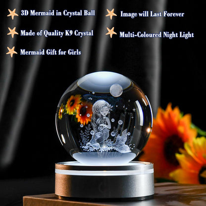 IFOLAINA 3D Solar System Crystal Ball Model Gift Space Astronomy Gift Planets Multicolor Universe Globe Ball Science Astrophysics Gift Night Light Kids Bedroom Adults Gift