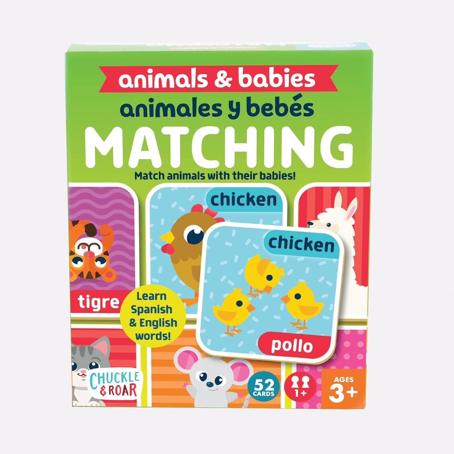 Chuckle & Roar Alphabet Matching Memory Game - Multicolor Tiles Concentration-Boosting Toddler Games - Uppercase & Lowercase Alphabet Learning - Travel-Friendly Matching Activity for Toddlers 3+