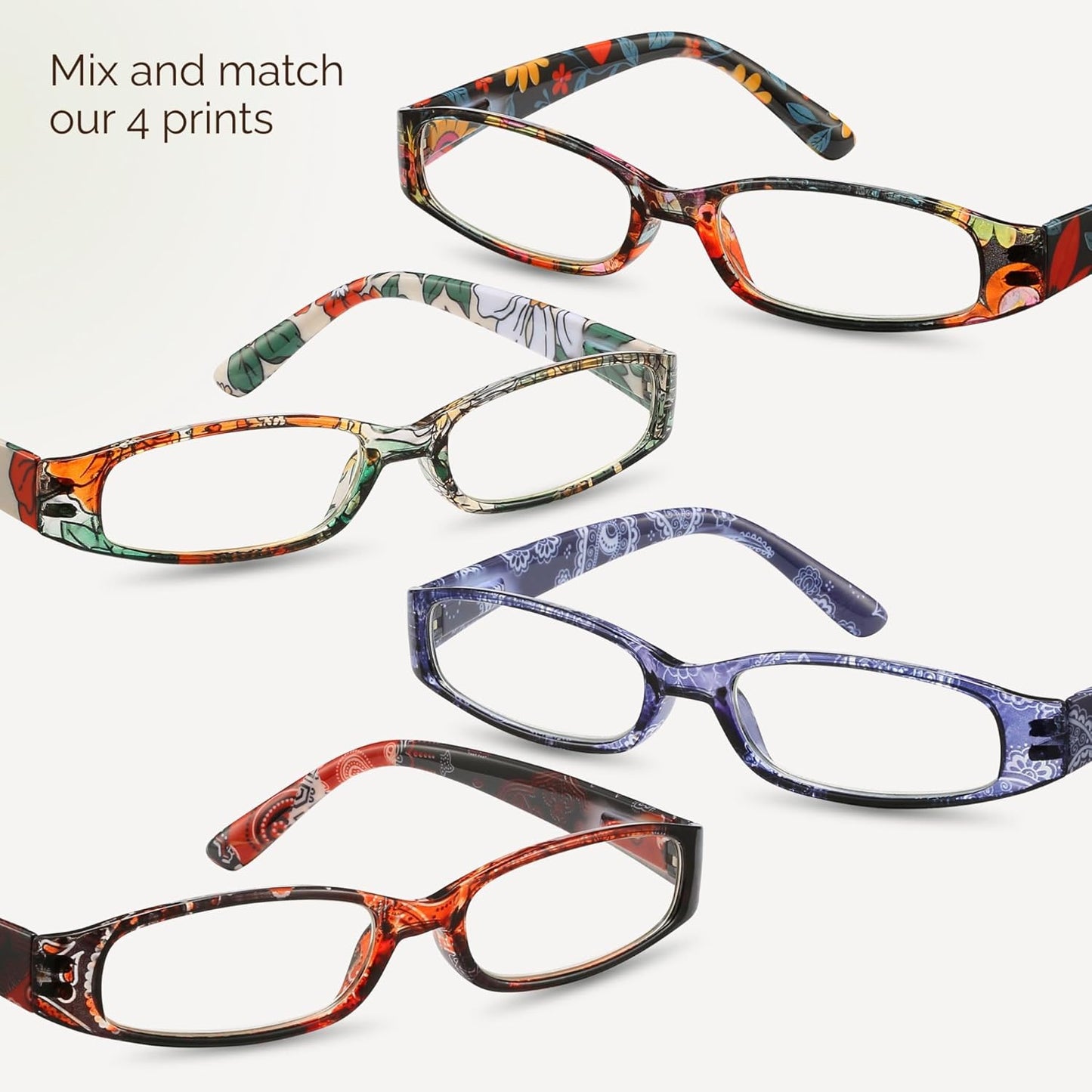 Gaoye 4-Pack Readers for Women, Blue Light Blocking Reading Glasses, Stylish Reading Glasses for Women in 4 Patterns