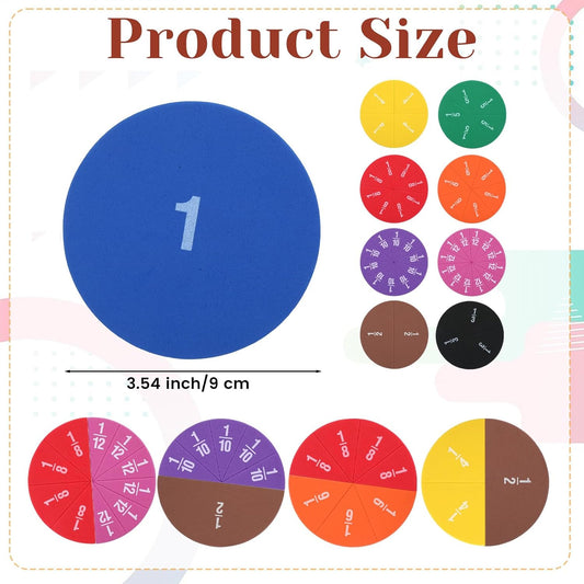 51 Pcs Magnetic Fraction Tiles Circles Bars, Early Childhood Education Math Manipulatives Rainbow Fraction Manipulatives for Elementary Educational Tool Math Learning Home 3rd 4th 5th