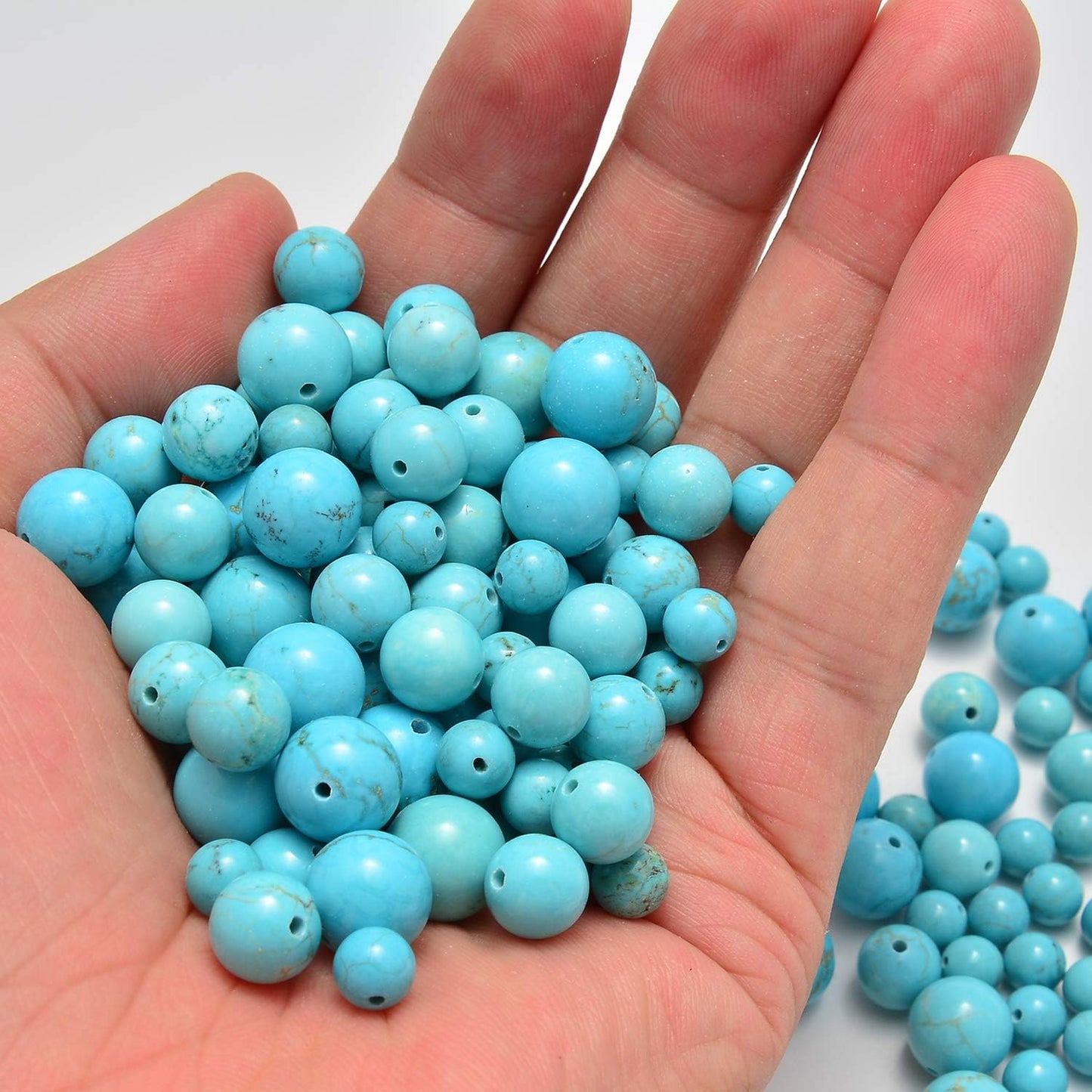 NCB 100pcs Original Natural Stone Beads Gemstone Round Loose Beads 6mm 8mm 10mm (Blue Aventurine, 6mm 100Beads) - Colors B