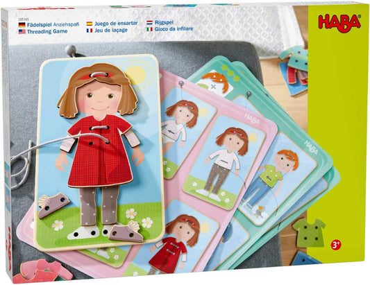 HABA Dress Me Lacing Cards Game - Montessori Fine Motor Skills Toy for Preschool Learning Activities and Kindergarten Toys with 36 Wooden Pieces