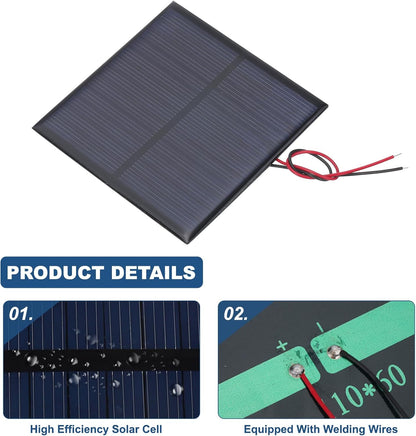MECCANIXITY 2 Pcs 5.5V 0.44W 70mA Mini Solar Panels, Small Polycrystalline Solar Cell Panel with 2 Cable for DIY Electric Toy Materials Kits Charger, 60mm x 60mm