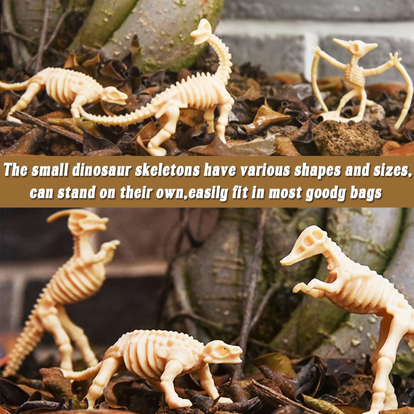 60 Pack Dinosaur Fossil Skeletons,Plastic Figures Dino Bones,Dinosaur Skeleton Toys for Dino Sand Dig,Science Play,Party Favor,12 Styles