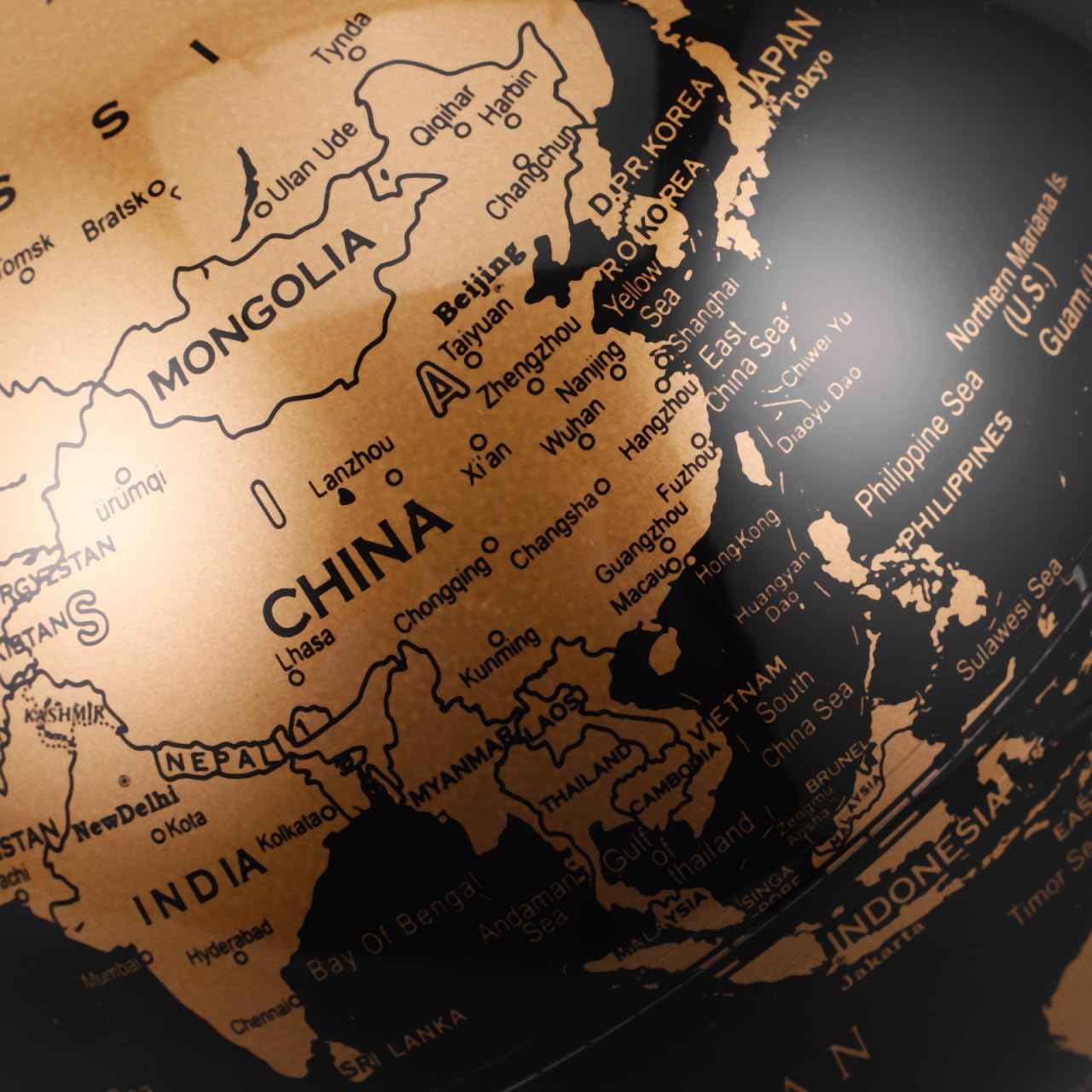 6 Inch Small World Globe with Antique Bronze Stand Black Gold Earth Desktop Decor for Kids & Adults Geography Learning Globe for Home Office Classroom